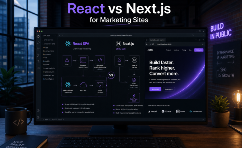 React vs Next.js for Marketing Sites