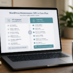 WordPress DIY maintenance versus a managed care plan comparison on a laptop