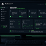 WordPress security hardening dashboard with firewall and login protection status