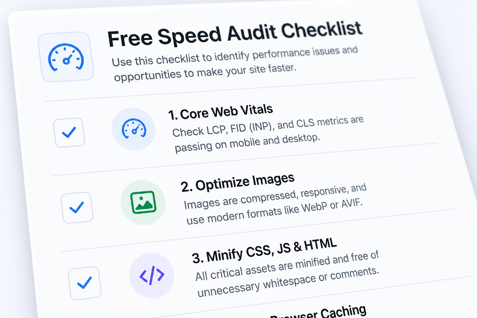 Free Website Speed Audit Checklist