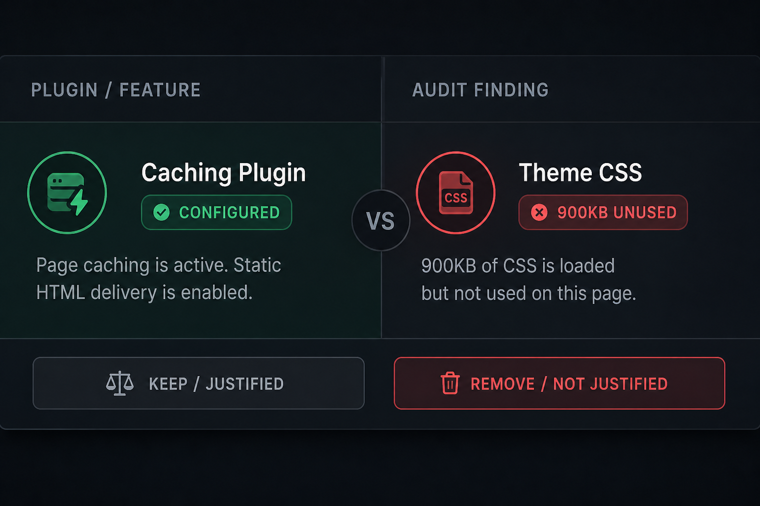 WordPress Performance Audit vs Speed Plugin
